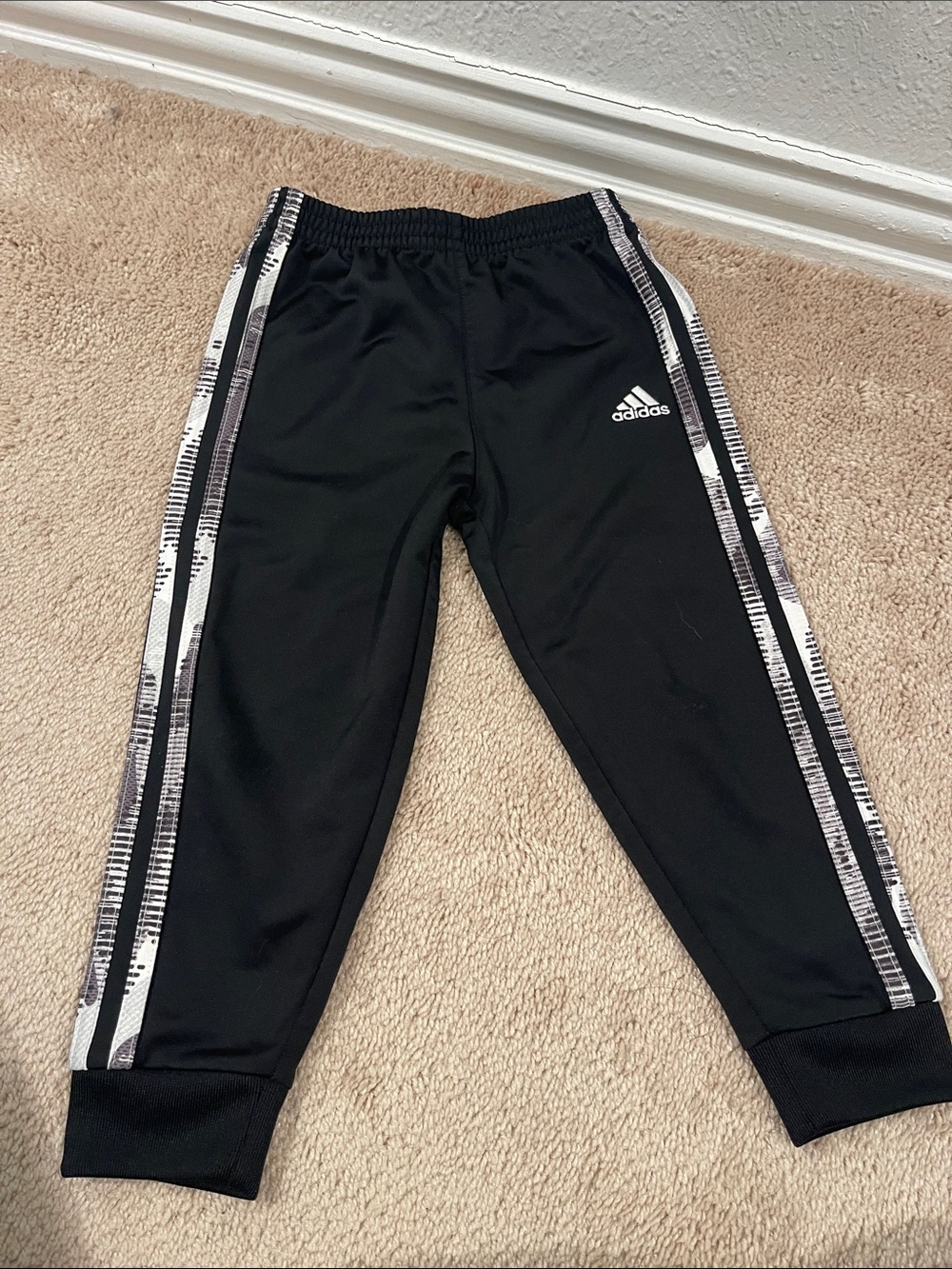 adidas Kids Black Track Pants with Side Stripe